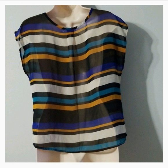 A'gaci women's large multi color shear blouse - Picture 5 of 8